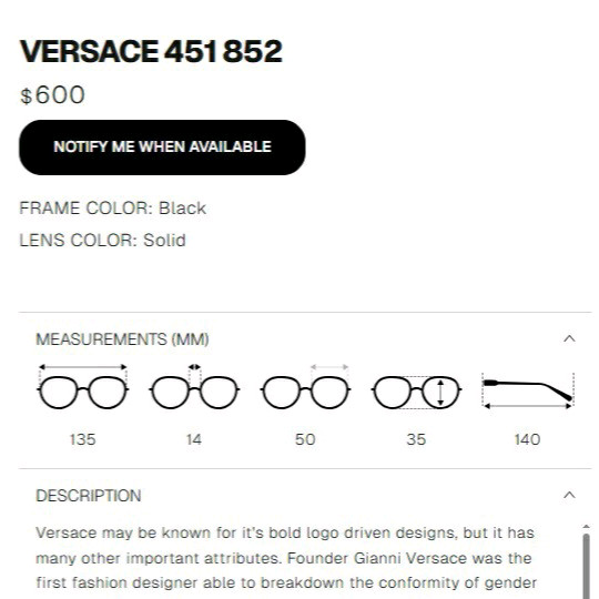 베르사체 빈티지 선글라스 451 852--1