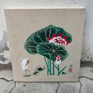 연화도 연꽃 그림 백로 동양화 민화 벽걸이 인테리어 캔버스 컨버스 그림 액자 액자 팝니다 이미지