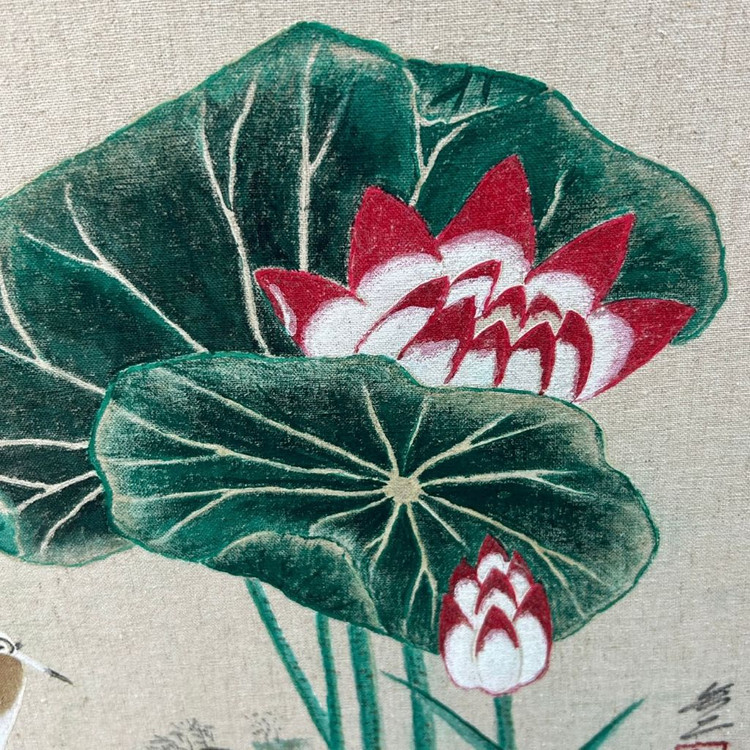 연화도 연꽃 그림 백로 동양화 민화 벽걸이 인테리어 캔버스 컨버스 그림 액자 액자 팝니다 이미지