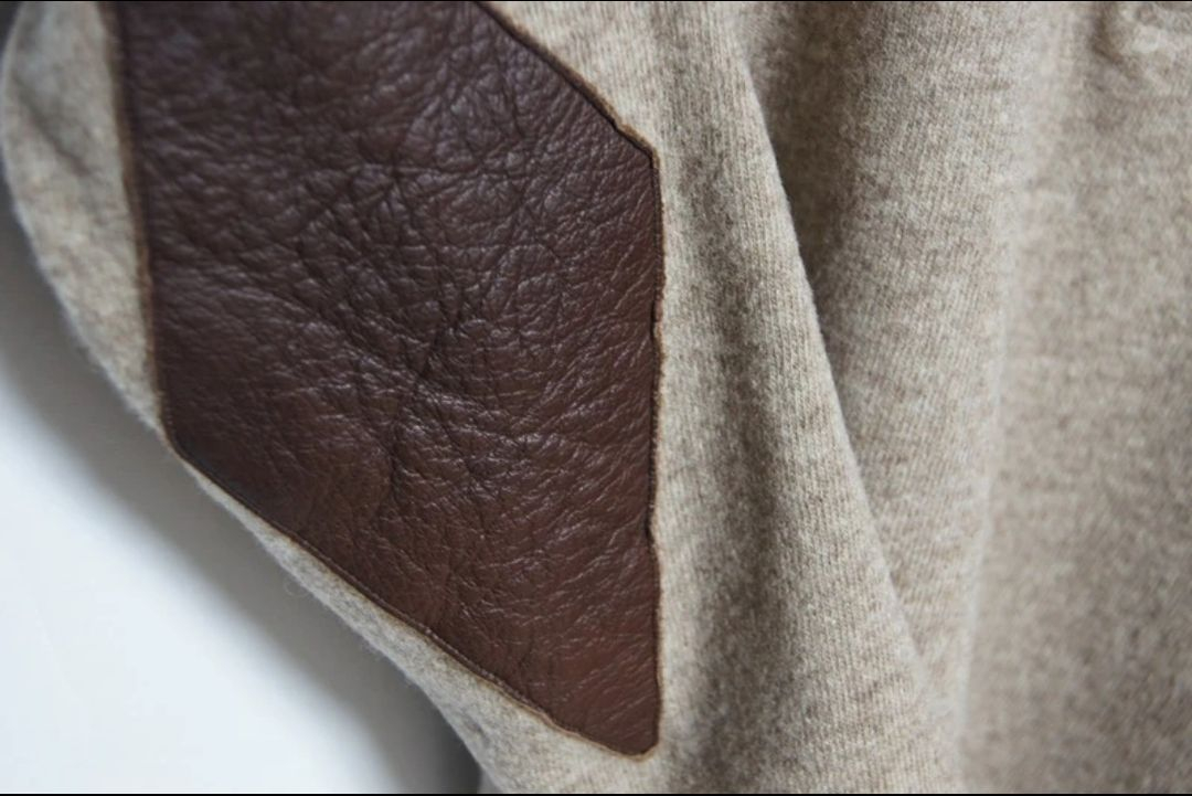 Kapital 캐피탈 헨리넥 가죽패치 니트 스웨터--4