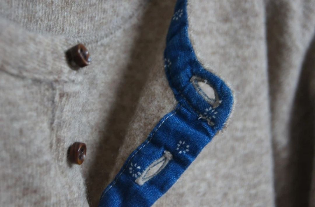 Kapital 캐피탈 헨리넥 가죽패치 니트 스웨터--3