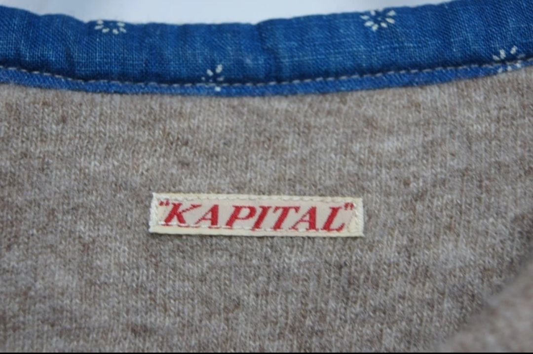 Kapital 캐피탈 헨리넥 가죽패치 니트 스웨터--7