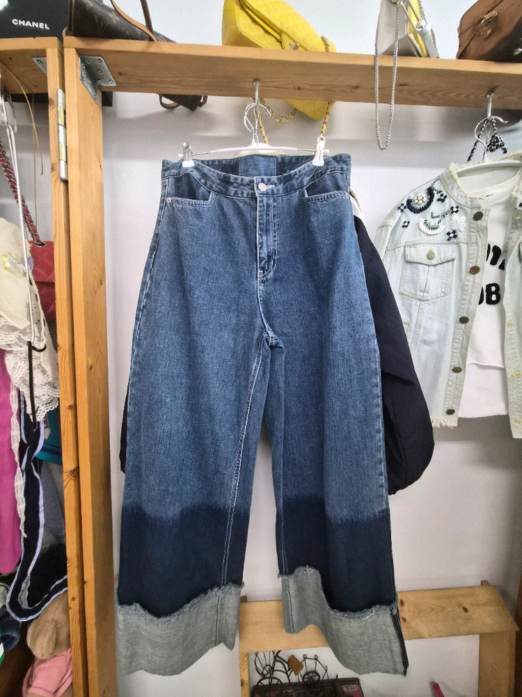 레터링 트렌치점퍼.디자이너 와이드데님--10