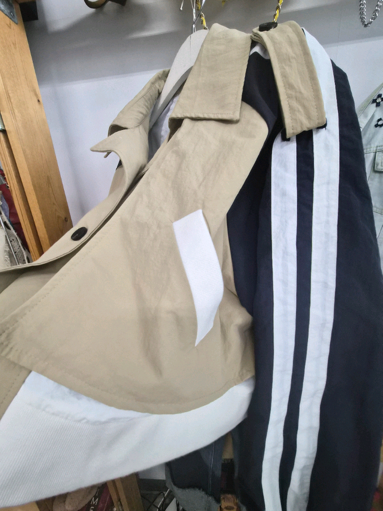 레터링 트렌치점퍼.디자이너 와이드데님--3