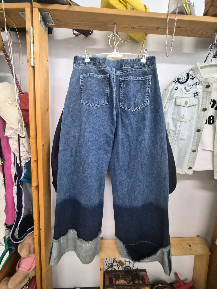 레터링 트렌치점퍼.디자이너 와이드데님--7