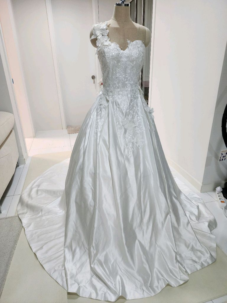 빅사이즈프리미엄언발실크웨딩드레스(새상품)--3