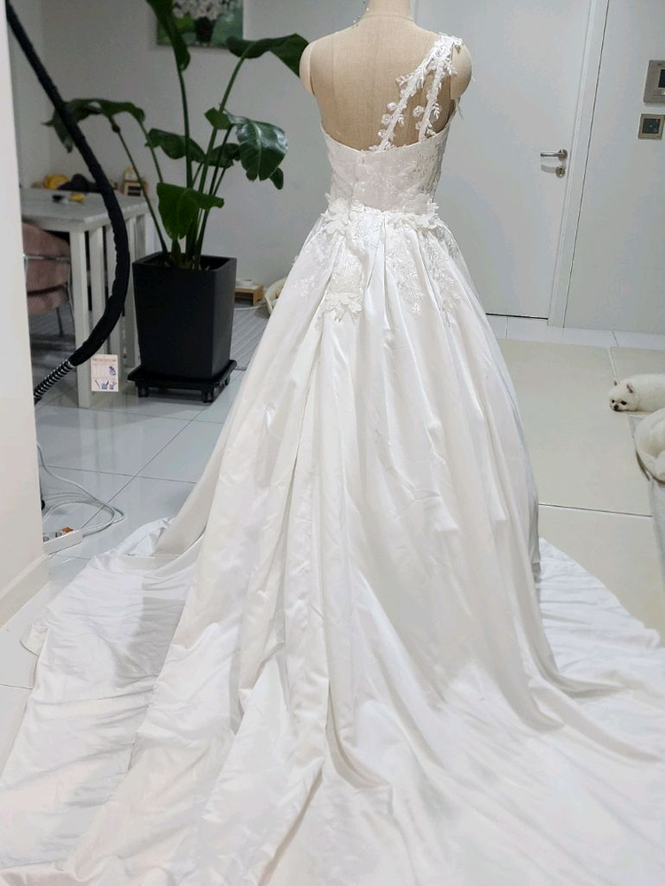 빅사이즈프리미엄언발실크웨딩드레스(새상품)--4