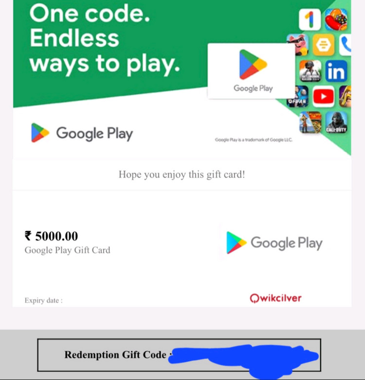 구글기프트카드 인도 5000루피 판매합니다--1