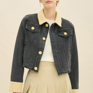 타임 트위드 블록 데님 자켓_마인 시스템