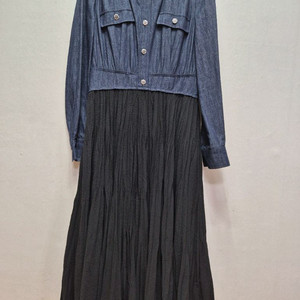 쥬크 데님 플리츠 롱원핏(66)