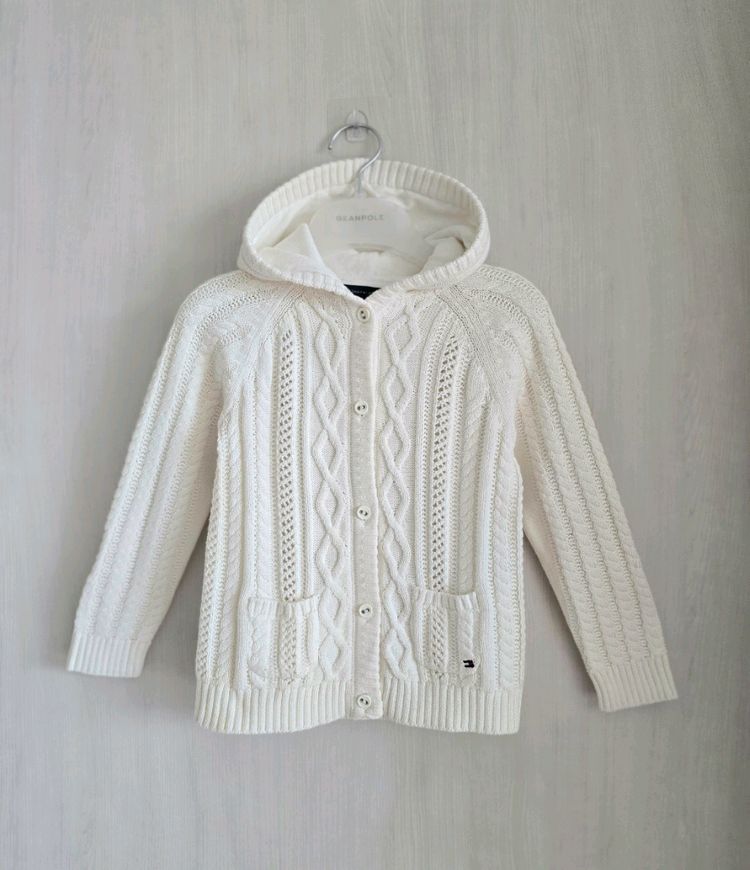 타미힐피거 키즈 후드 케이블 니트 가디건 4T--0