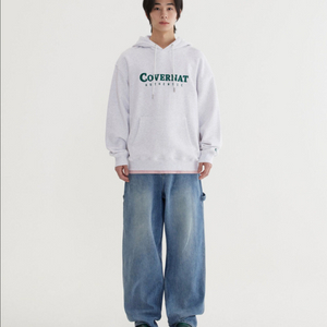 [새상품] M) 커버낫 남녀공용 어센틱 로고 후디 헤더그레이 (후드끈X)