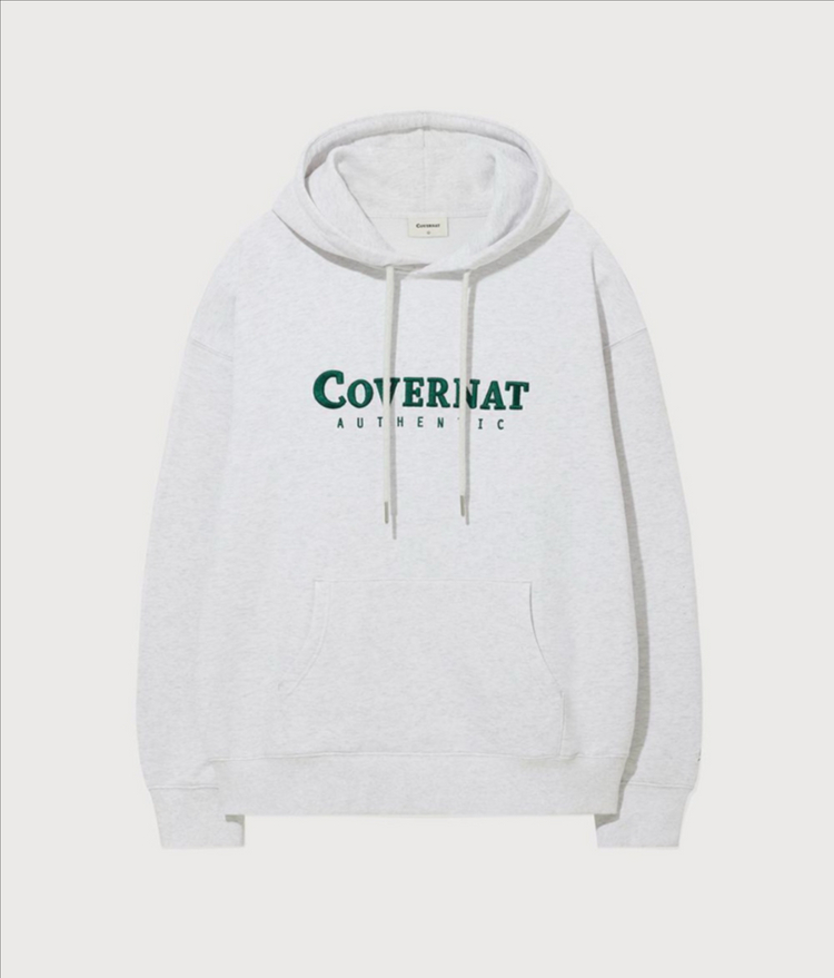 [새상품] M) 커버낫 남녀공용 어센틱 로고 후디 헤더그레이 (후드끈X)--1