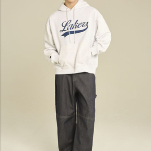 [새상품] M) NBA 엔비에이 레터링 빅 로고 후드 티셔츠 아이스그레이