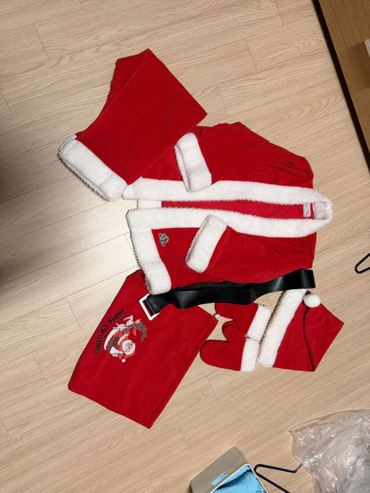 아동 산타클로스 코스튬 6종 풀세트 상하 120130140 사이즈 이미지