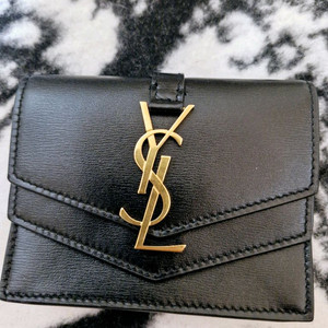 생로랑 쉘피스 플랩 카드지갑 블랙