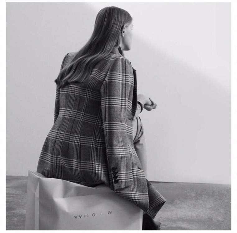 미샤 michaa 울 체크 코트 55--4