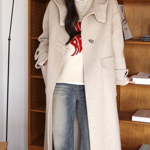 &새상품& 오트밀 핸드메이드 코트 이미지