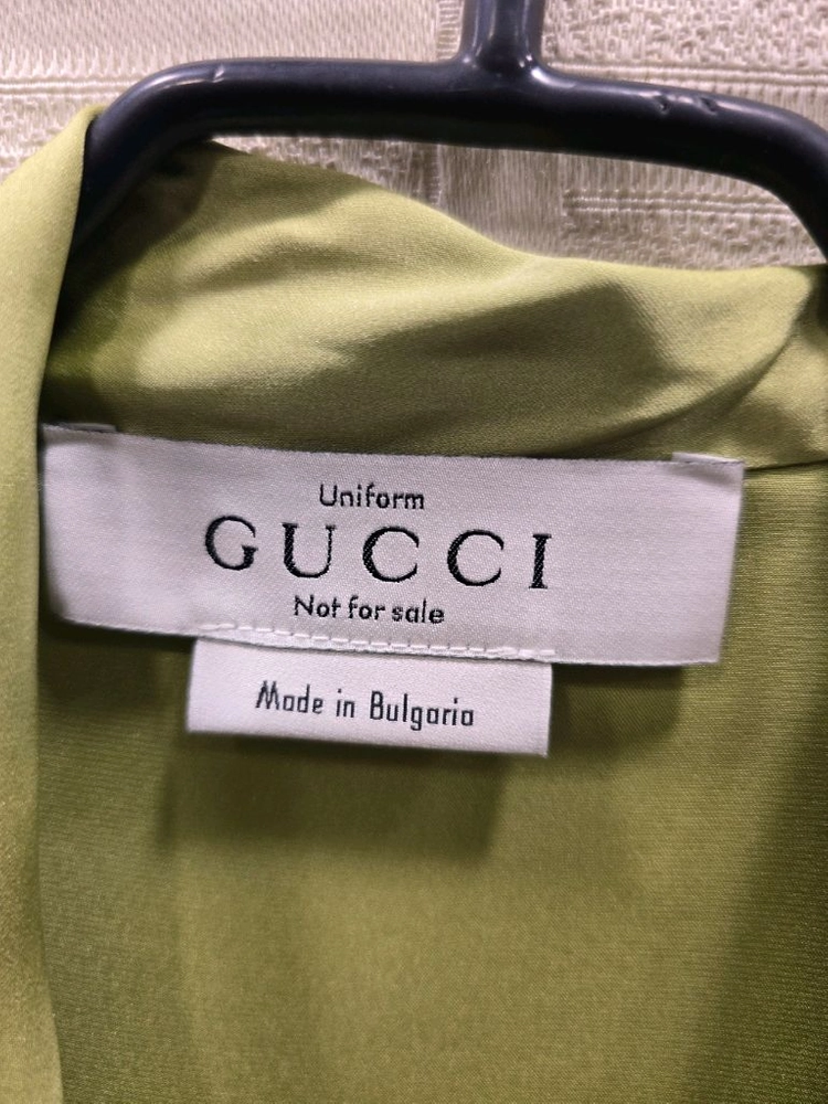 새상품) 구찌 GUCCI 유니폼 리본 블라우스 올리브 그린 실크 36(S 이미지