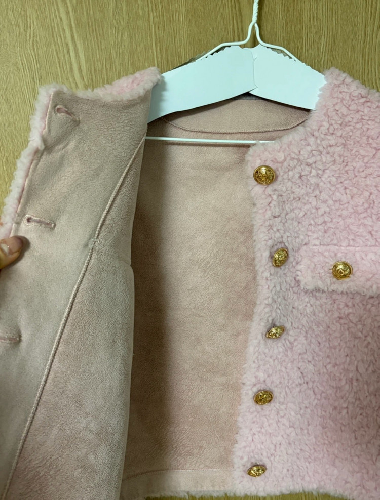 핑크 양털 무스탕 자켓 M 새상품급(드라이클리닝 완료)--2