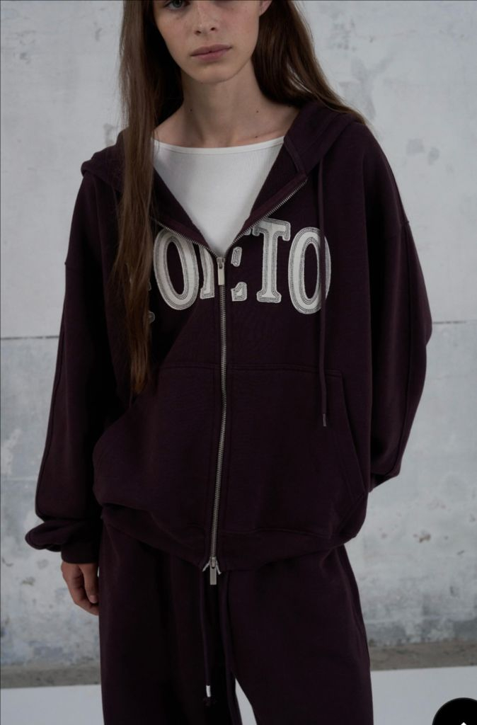 포에토 Washing day hoody zip-up - bordeaux--3