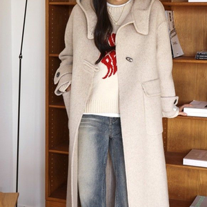 &새제품& 오트밀 핸드메이드 코트 이미지