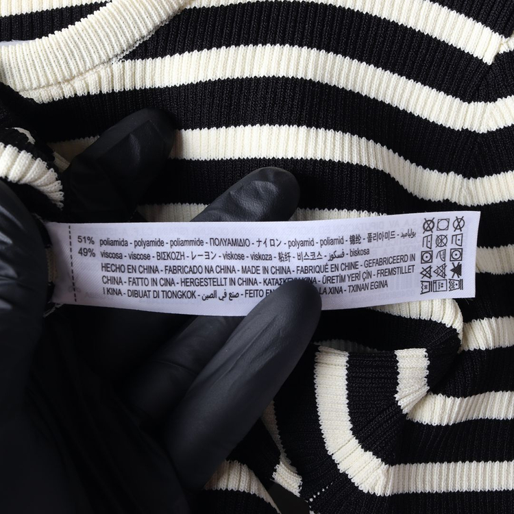 ZARA 자라 블랙 아이보리 스트라이프 골지 라운드 가디건 M 이미지