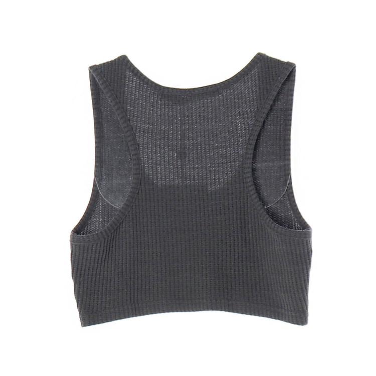 (새상품)보헤미안서울 차콜 피그먼트 와플 슬리브리스 나시 크롭탑 이미지