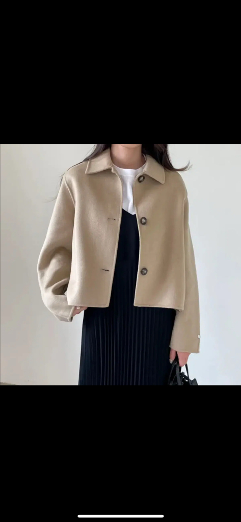[F] 울50 핸드메이드 크롭 숏코트 연베이지 이미지