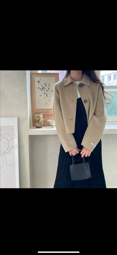 [F] 울50 핸드메이드 크롭 숏코트 연베이지 이미지