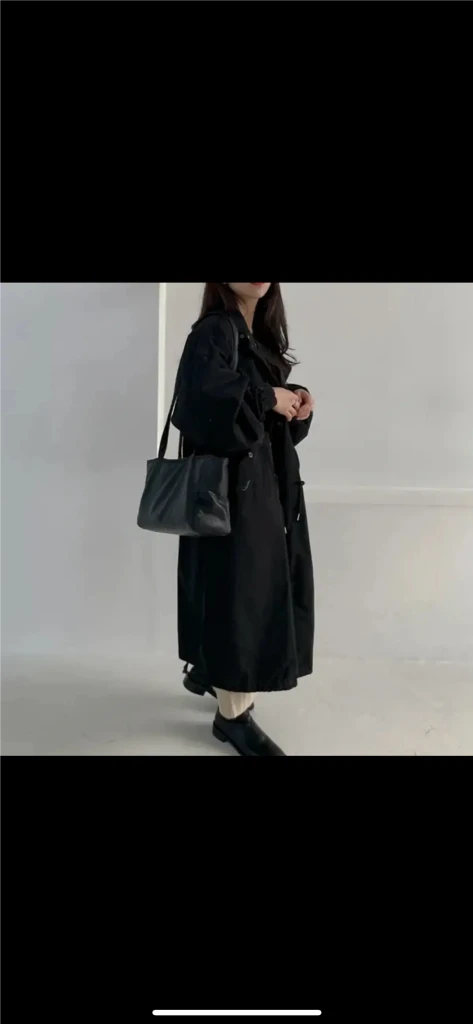 [F] 오버핏 롱 야상 점퍼 블랙 이미지