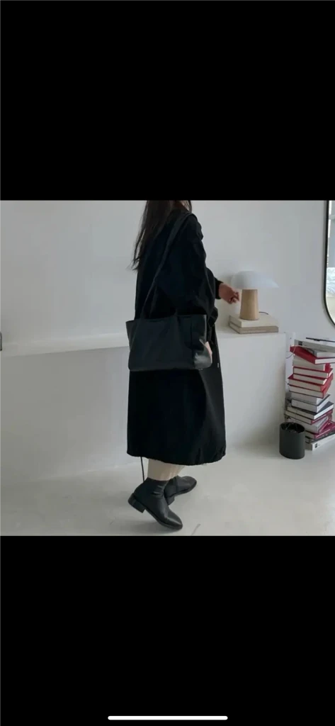 [F] 오버핏 롱 야상 점퍼 블랙 이미지