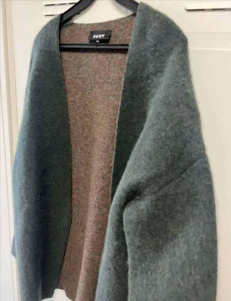 DKNY 라쿤50% 오픈 롱가디건 카키 그린 브이넥 루즈핏 올드머니룩 이미지