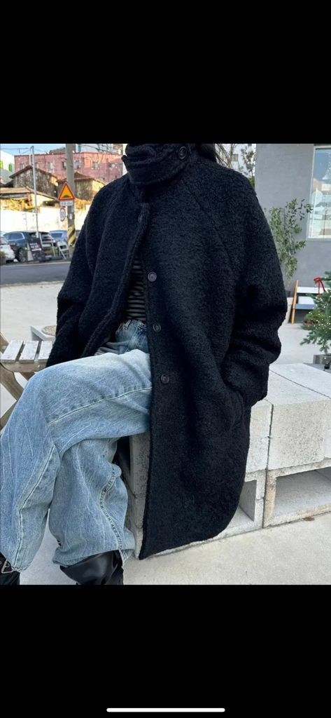 [F] 제이어반스 케이프 울 양털 하이넥 하프 코트 이미지