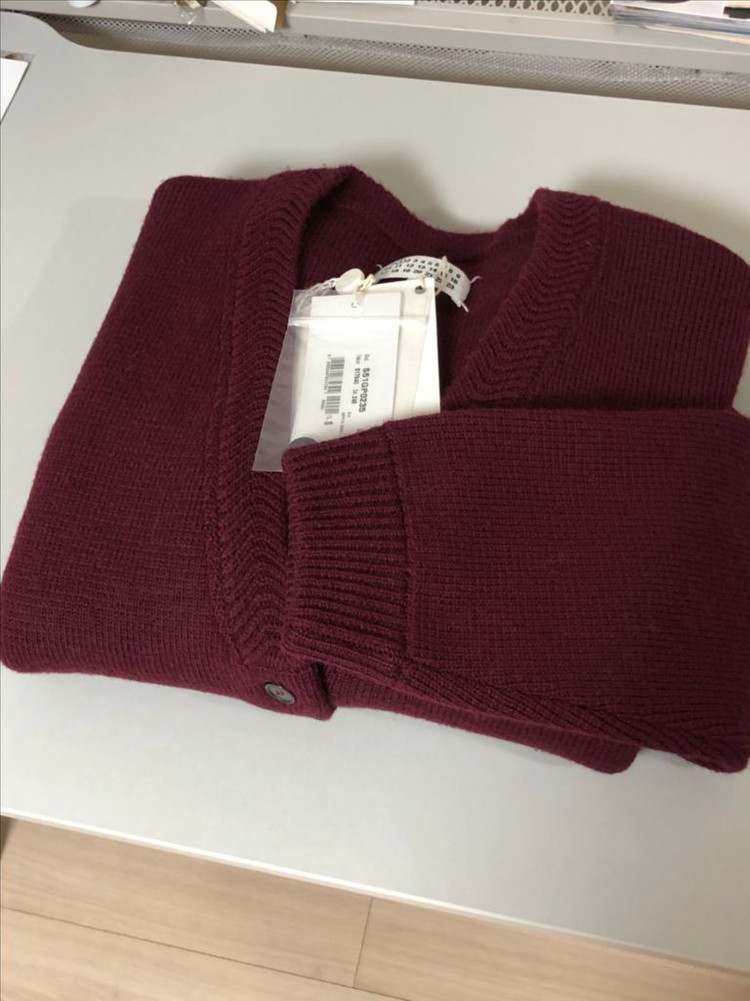 메종마르지엘라 울 버건디 니트 가디건--1