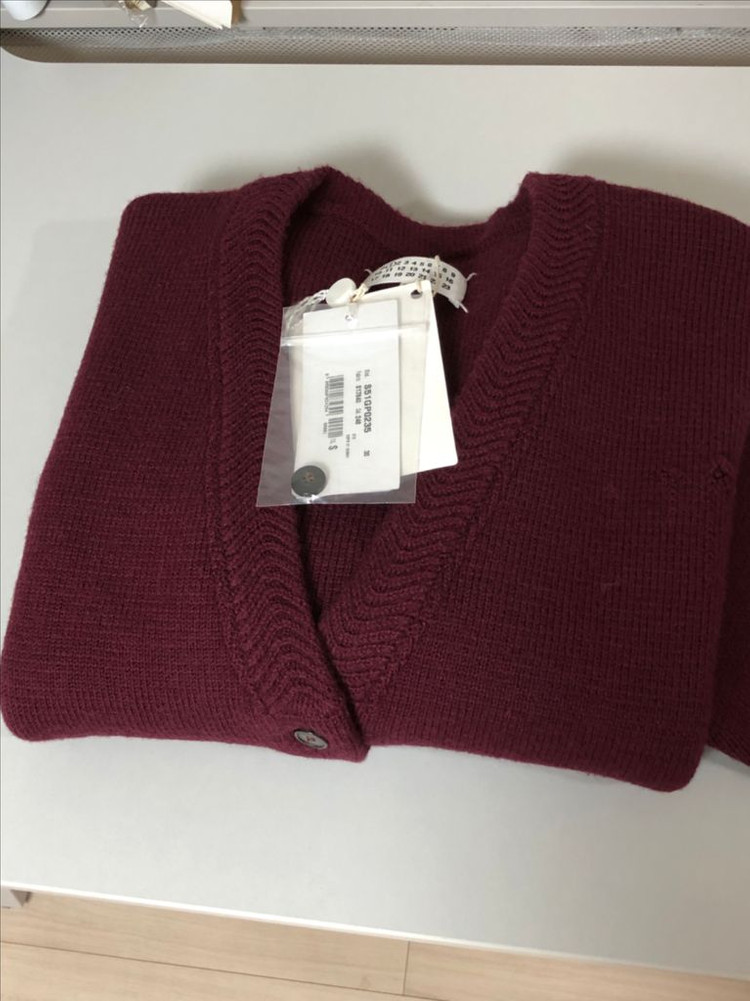 메종마르지엘라 울 버건디 니트 가디건--2