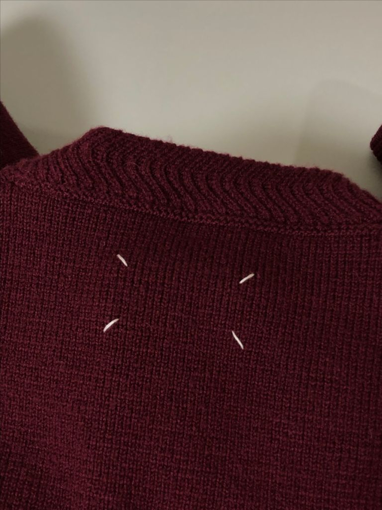 메종마르지엘라 울 버건디 니트 가디건--4