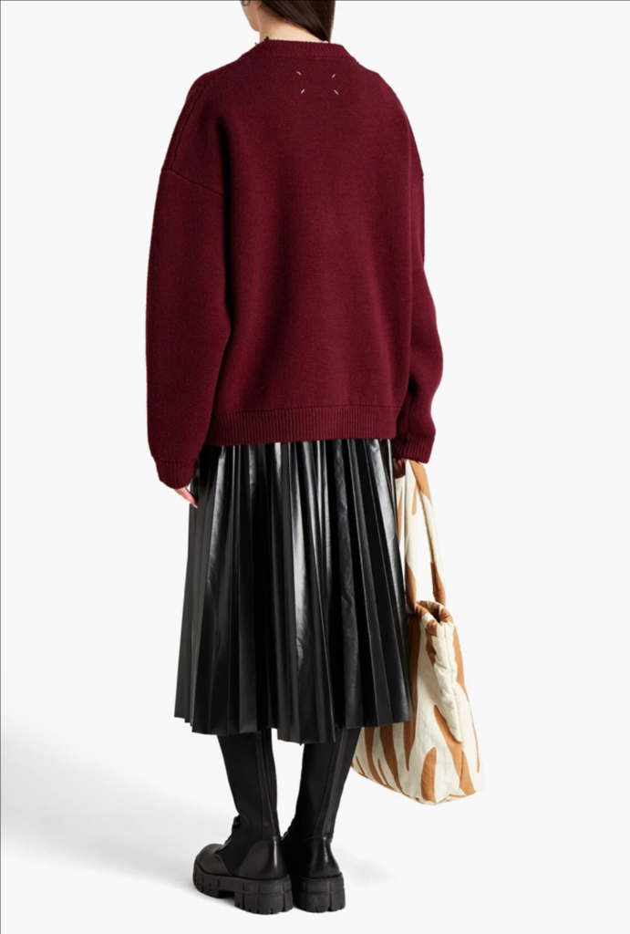 메종마르지엘라 울 버건디 니트 가디건--8