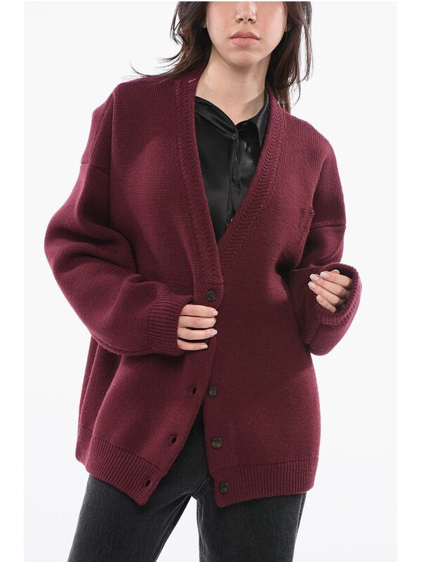 메종마르지엘라 울 버건디 니트 가디건--5