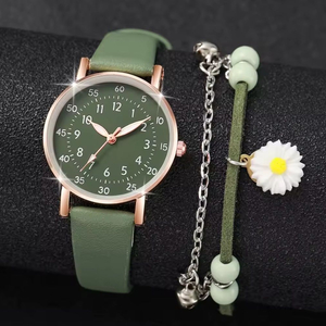 그린 가죽 시계 팔찌 세트