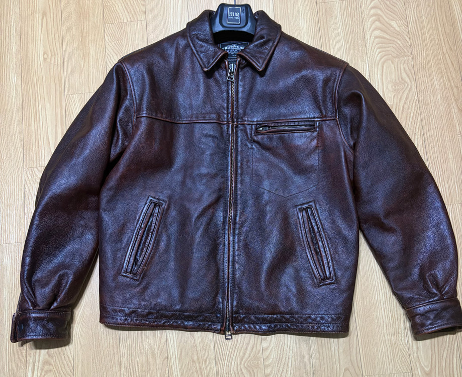 프리즘웍스 소가죽 빈지티워싱 디스트로이드 디트로이트 자켓 s--2