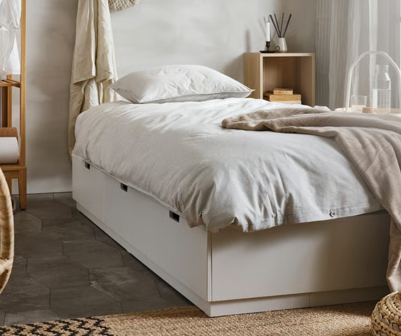 이케아 노르들리 슈퍼싱글 수납 침대 프레임 화이트 120x200 새상태 팝니다. IKEA NORDLI--0