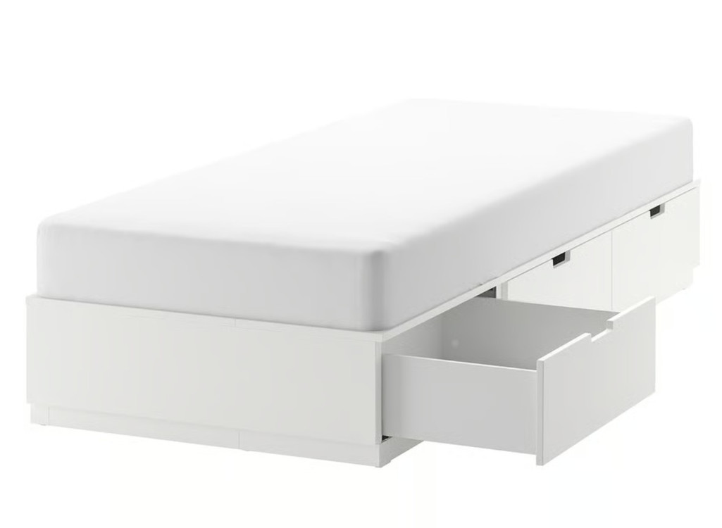 이케아 노르들리 슈퍼싱글 수납 침대 프레임 화이트 120x200 새상태 팝니다. IKEA NORDLI--1