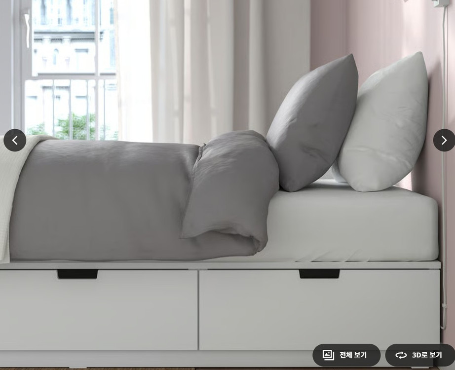 이케아 노르들리 슈퍼싱글 수납 침대 프레임 화이트 120x200 새상태 팝니다. IKEA NORDLI--3