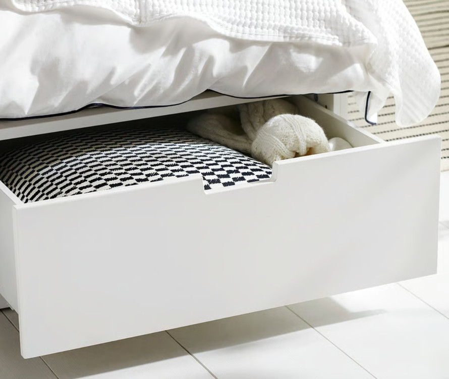 이케아 노르들리 슈퍼싱글 수납 침대 프레임 화이트 120x200 새상태 팝니다. IKEA NORDLI--4