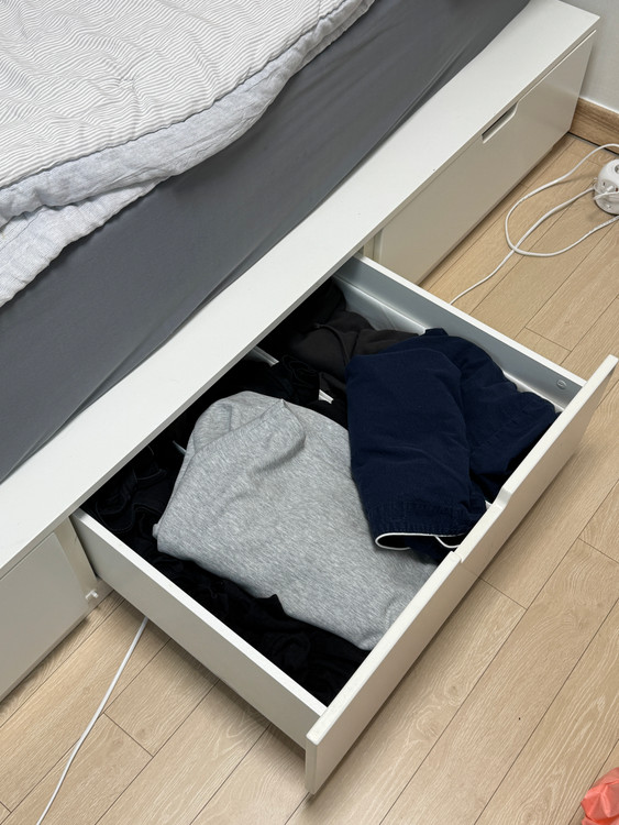 이케아 노르들리 슈퍼싱글 수납 침대 프레임 화이트 120x200 새상태 팝니다. IKEA NORDLI--7