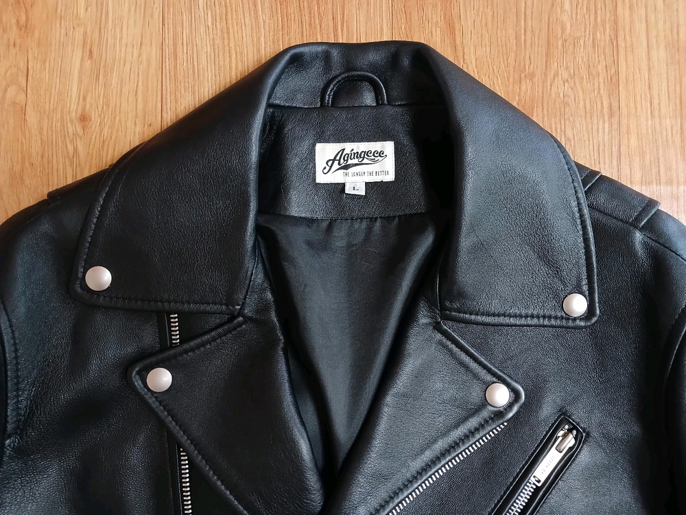 에이징ccc(정품) 남성 라이더 이태리 양가죽 자켓 (블랙) (95~100슬림) (상태 최상급)--1