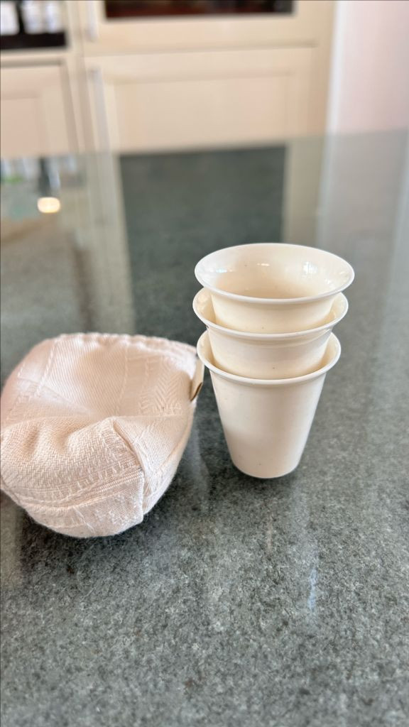 모멘토 앤틱아이보리 작은 잔(3개)과 차곡차곡 잔포켓(S) 세트--1