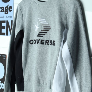 (F) 컨버스 맨투맨 티셔츠 아동 검흰 그레이 이미지