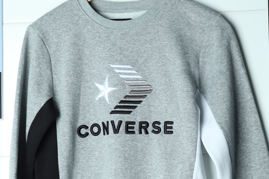 (F) 컨버스 맨투맨 티셔츠 아동 검흰 그레이 이미지